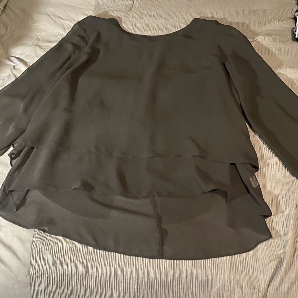 Sheer, double layer long sleeve top